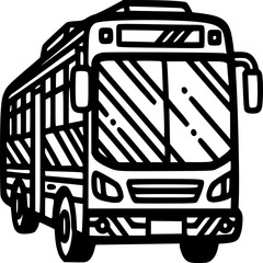 Public Transportation Icon: A stark, monochrome illustration of a public transport vehicle, perfect for representing urban mobility and community transit.