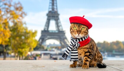 Parisian feline in stylish attire