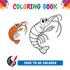 Coloring book for kids shrimp vector