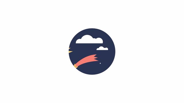 Night sky scene with clouds and a shooting star illustration.