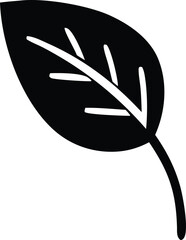 Simple black and white hand drawn leaf silhouette symbol nature icon art design graphic element