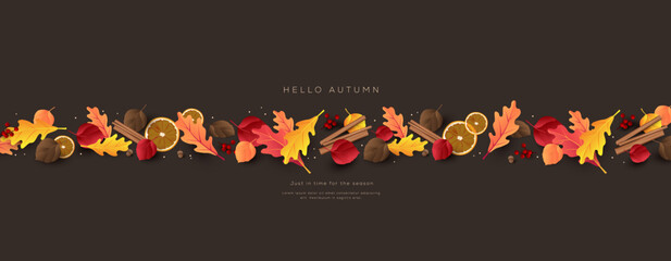 Autumn banner design with colorful leaves and discount promotion perfect for seasonal advertising and marketing use