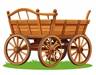Fototapeta premium Rustic Wooden Farm Cart on Grass
