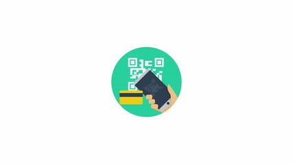QR Code Payment with Smartphone and Credit Card Icon. - Powered by Adobe