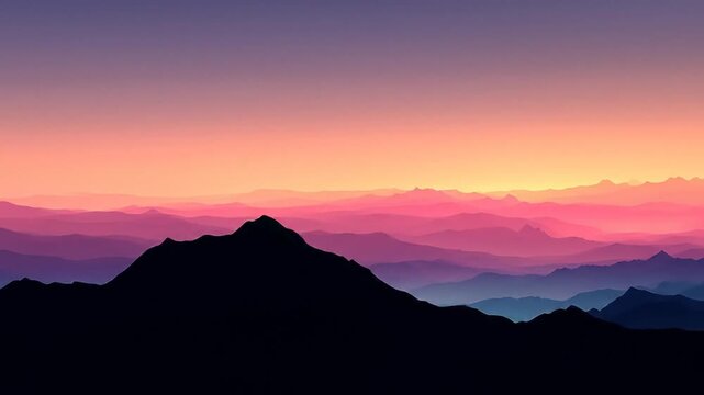Colorful mountain range sunset