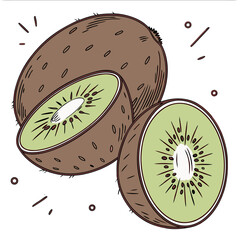 Fresh Kiwi on Transparent White Background