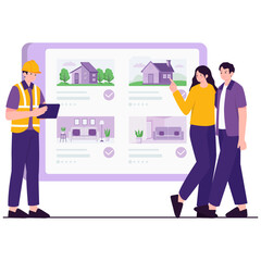 Real estate agent showing properties to clients