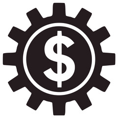 Money generation illustration depicting a gear with a currency symbol at the core signifying financial mechanisms