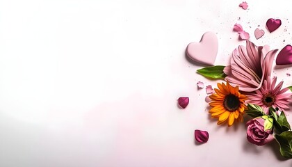 Sunflowers brighten pink Mother's Day poster.