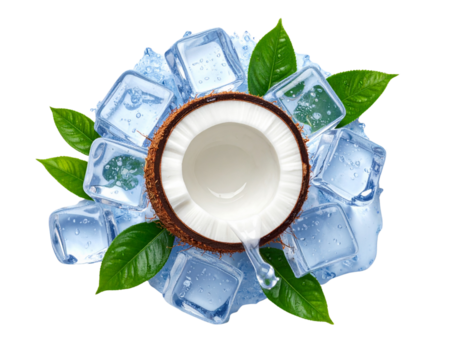  Coconut with Cut Coconut and Ice Cubes