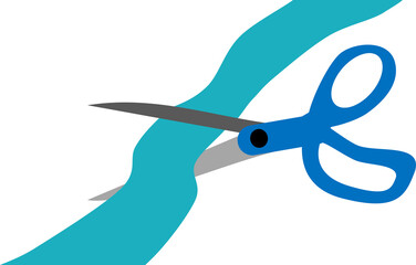 ハサミでテープを切るイラスト