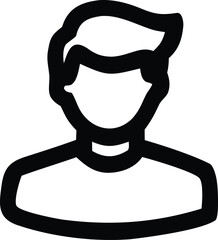 Simple hand-drawn icon of a person's head and shoulders for user profiles and avatars minimalist outline style