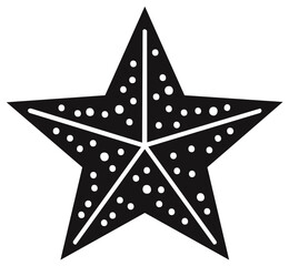 Graphic black starfish with white dotted texture ocean marine animal vector illustration