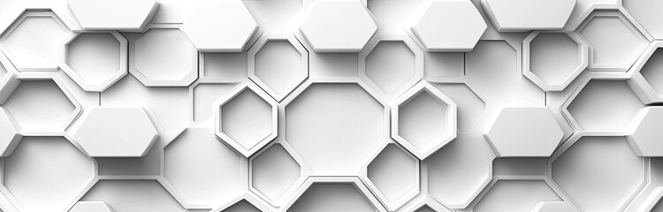 Abstract geometric pattern of interlocking hexagons in white