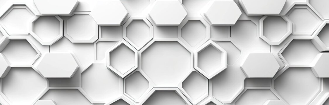 Abstract geometric pattern of interlocking hexagons in white