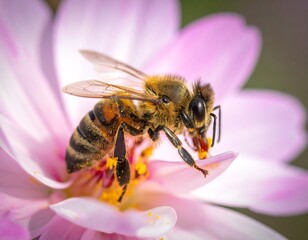 Honeybee on a pink flower (3)