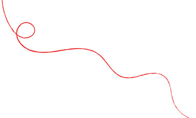 Red thread isolates on a white background. red thread looped in a circle form, symbolizing vector. line of red yarn, long red thread. vector illustration EPS 10 .