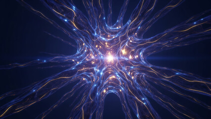 A biological cell structure with a luminous nucleus and intricate pathways, a perfect scientific illustration for a medical journal or a biotech website Biology, Health
