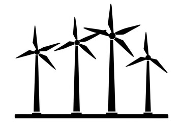 set of Wind turbine silhouette vector 