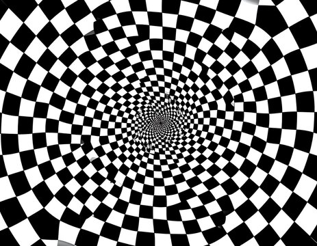 Checkered spiral optical illusion