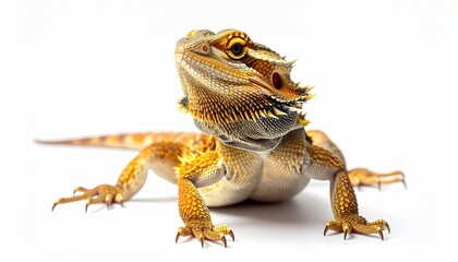 Obraz premium A bearded dragon—spiny scales, sturdy limbs, gaze steady—rests in reptilian poise. A metaphor for primal resilience and the choreography of ancient stillness.