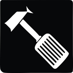 White spatula kitchen utensil simple icon design abstract graphic isolated object kitchenware cooking tool