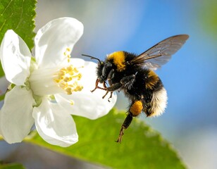Honeybee on a white flower (1)