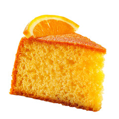 Orange cake slice on transparent background