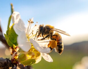 Honeybee on a white flower (2)