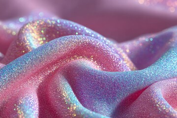 Pink and blue iridescent glitter fabric