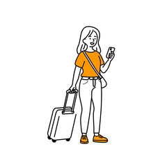 illustration of a woman carrying a suitcase