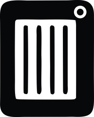 Simple hand-drawn barcode icon symbol representing scanning product identification retail commerce technology and data capture concepts in a clean design