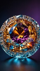 Stunning Multicolor Crystal Ball Isolated on a Black Background for Artistic Display and Photography