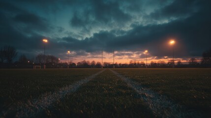 Empty field twilight landscape