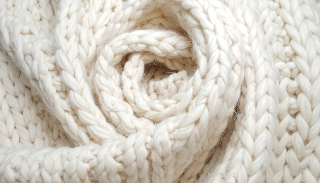 Close-up of a cream-colored knitted fabric