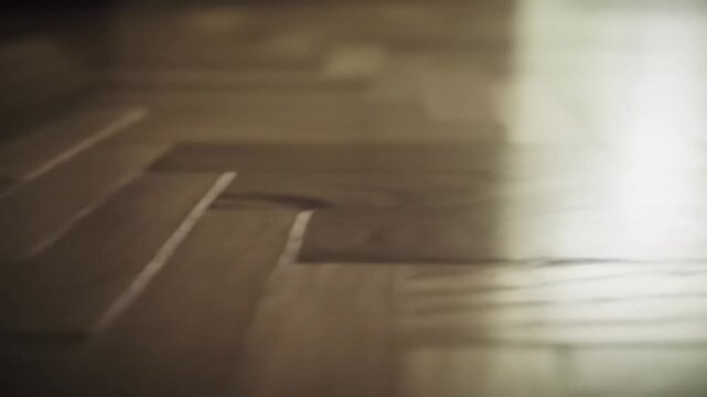 Overlapping parquet flooring with sunlight brown tone