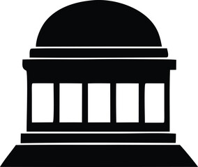 Silhouette of a classical government building with dome and columns symbolizing justice law and public administration for design