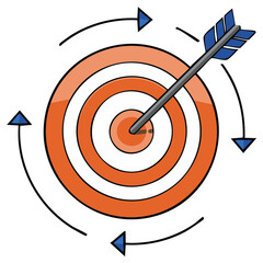 Target with Arrow and Surrounding Arrows Suggesting Rotation Aiming For Objectives