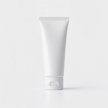 A white cosmetic tube isolated on a plain white background product mockup