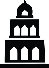Iconic silhouette of a multi-tiered building with arched windows and a dome symbolizing architecture and heritage