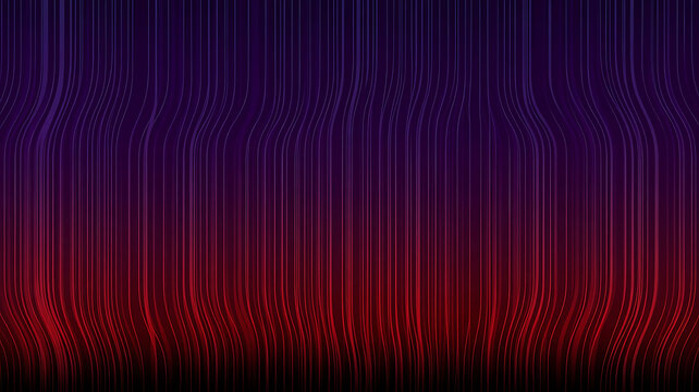 Abstract digital rain effect with glowing vertical lines and particles in a dark purple and red gradient background