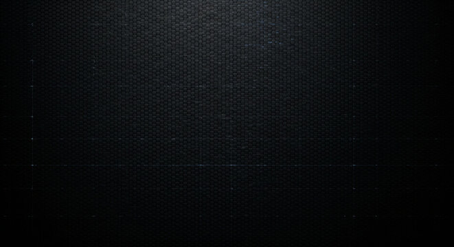 Dark textured carbon fiber weave pattern with subtle blue grid lines for futuristic tech backgrounds