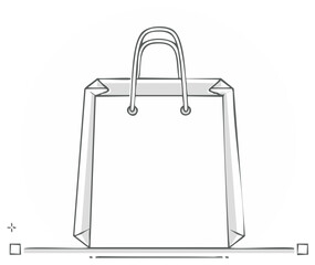 Shopping Bag Line Art Illustration Shopping Concept Commerce Retail Purchase Isolated