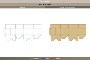 Custom dimensions auto lock bottom flat top boxes packaging design template featuring carton dieline and production-ready die line for packaging industry