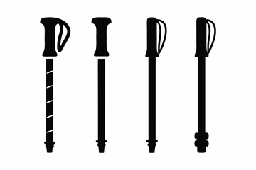 hiking stick silhouette vector isolated on white background