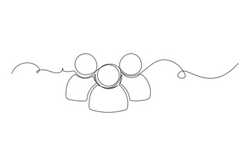 One line drawing illustration of community team icon in modern minimalist outline vector style