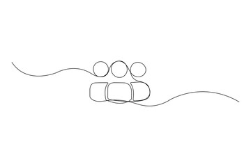 One line drawing illustration of community team icon in modern minimalist outline vector style