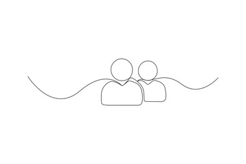 One line drawing illustration of community team icon in modern minimalist outline vector style