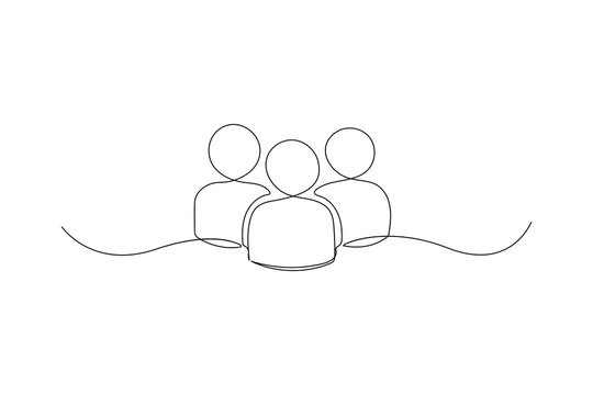 One line drawing illustration of community team icon in modern minimalist outline vector style