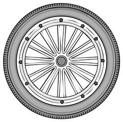 Vector illustration of a vintage car wheel